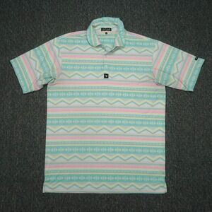 Bad Birdie Shirt Mens Large Blue Green Aztec Southwestern Performance Golf Polo